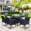 Outsunny Rattan Garden Furniture Dining Set, 7 Piece - Black