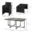 Outsunny Rattan Garden Furniture Cube Set, 10 Seater - Black