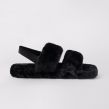 OHS Faux Fur Platform Slippers - Black