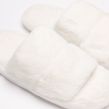 OHS Faux Fur Platform Slider Slippers, Cream