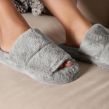 OHS Faux Fur Platform Slider Slippers, Grey