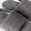 OHS Faux Fur Strap Back Platform Slippers, Charcoal