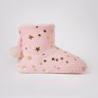 OHS Velvet Star Print Boot Slippers, Blush