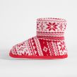 OHS Christmas Nordic Print Knitted Boot Slippers - Red