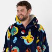 Pokemon Icons Hoodie Blanket, Blue - Adults