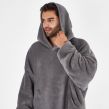OHS Side Pocket Sherpa Fleece Hoodie Blanket - Charcoal