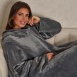 OHS Ultra Soft Wearable Blanket with Sleeves - Charcoal