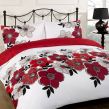 Dreamscene Pollyanna Floral Duvet Quilt Cover Bedding Set - Red - Double