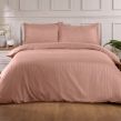 Brentfords Satin Stripe Duvet King Size Cover with Pillow Case Set - Pink