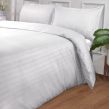 Brentfords Satin Stripe Duvet King Size Cover with Pillow Case Set - White