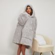 Sienna Fluffy Hoodie Blanket - Silver