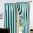 Thermal Pencil Pleat Blackout PAIR Curtains Ready Made Fully Lined - Aqua 90x90