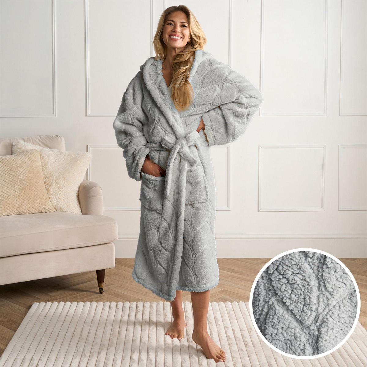 Black Dressing Gowns Large Sizes Yours Plus Size Grey Star Heart Print  Hooded Maxi Dressing Gown