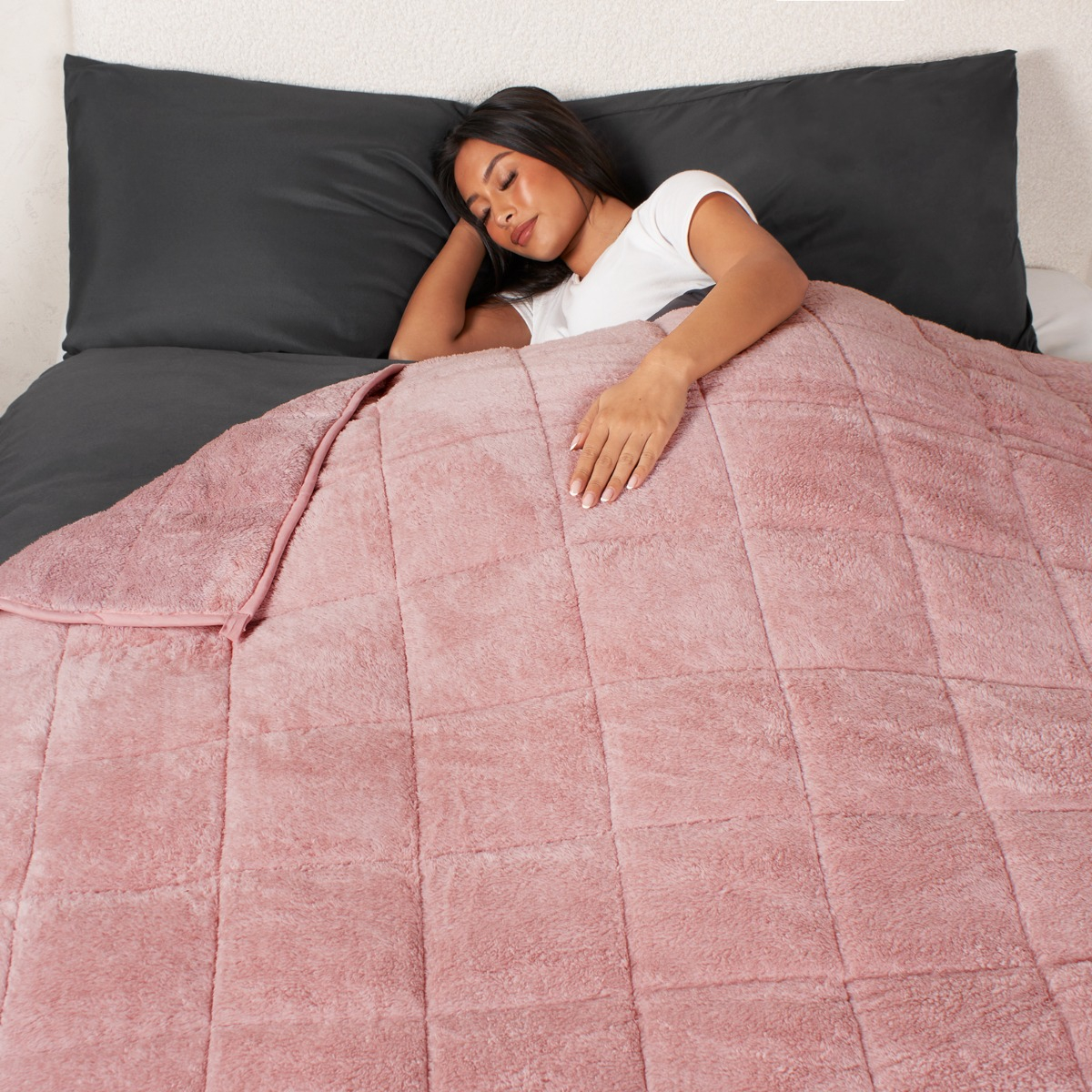 Brentfords Teddy Fleece Weighted Blanket Blush Pink