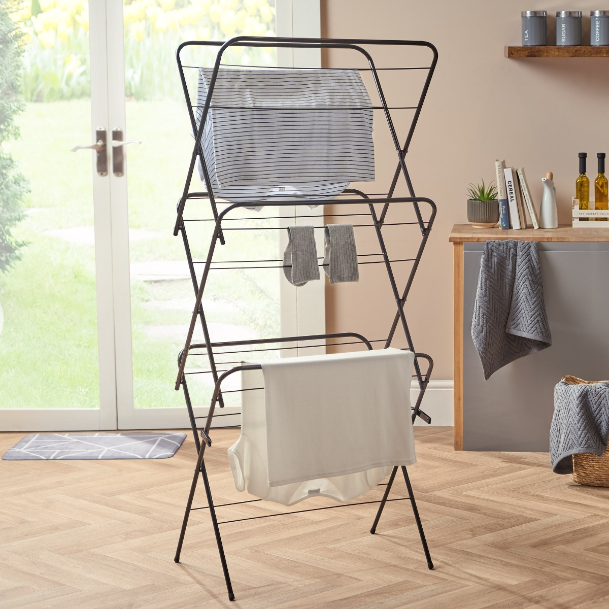 OHS 3 Tier Foldable 15m Clothes Airer - Black