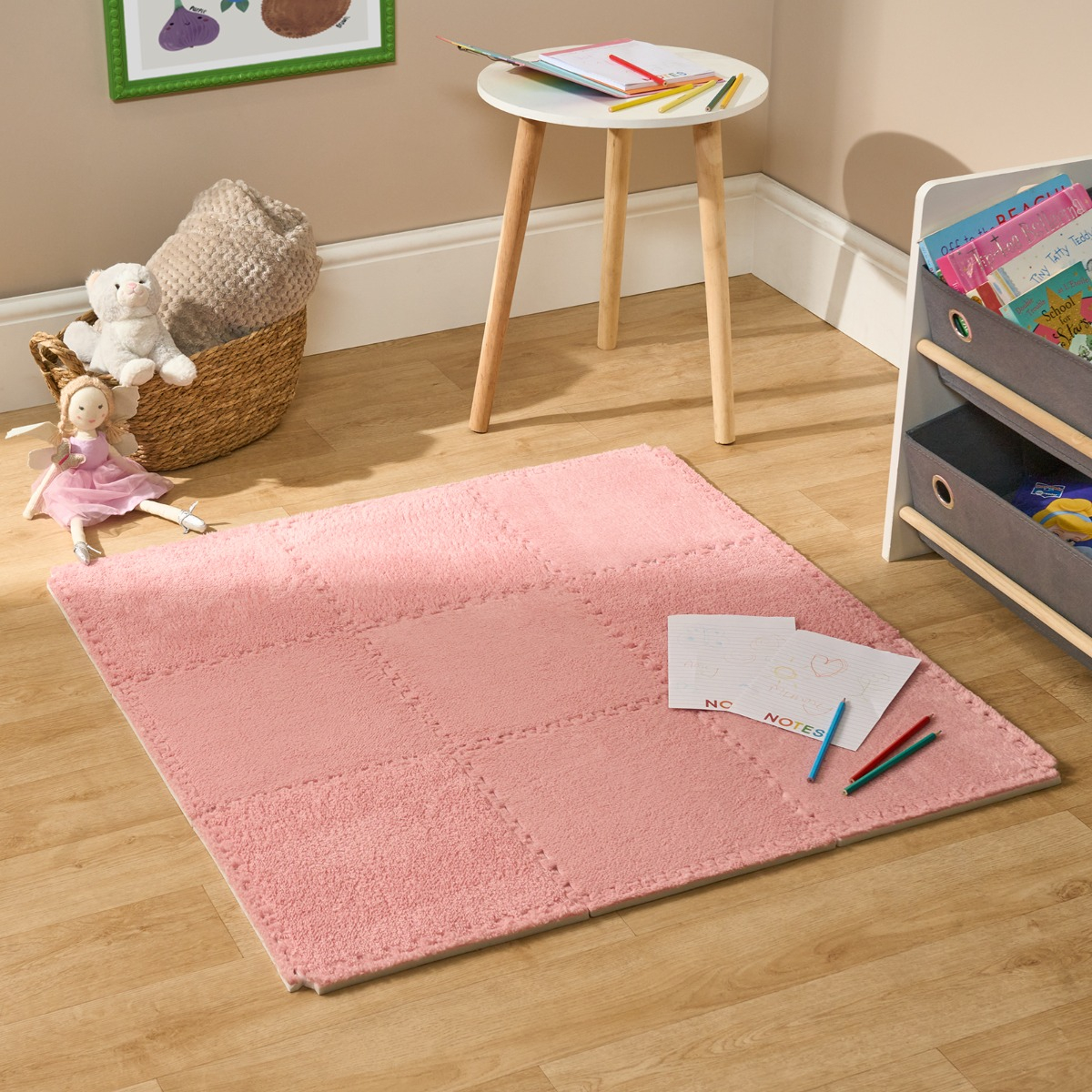 OHS 9 Piece Interlocking Teddy Tiles - Pink