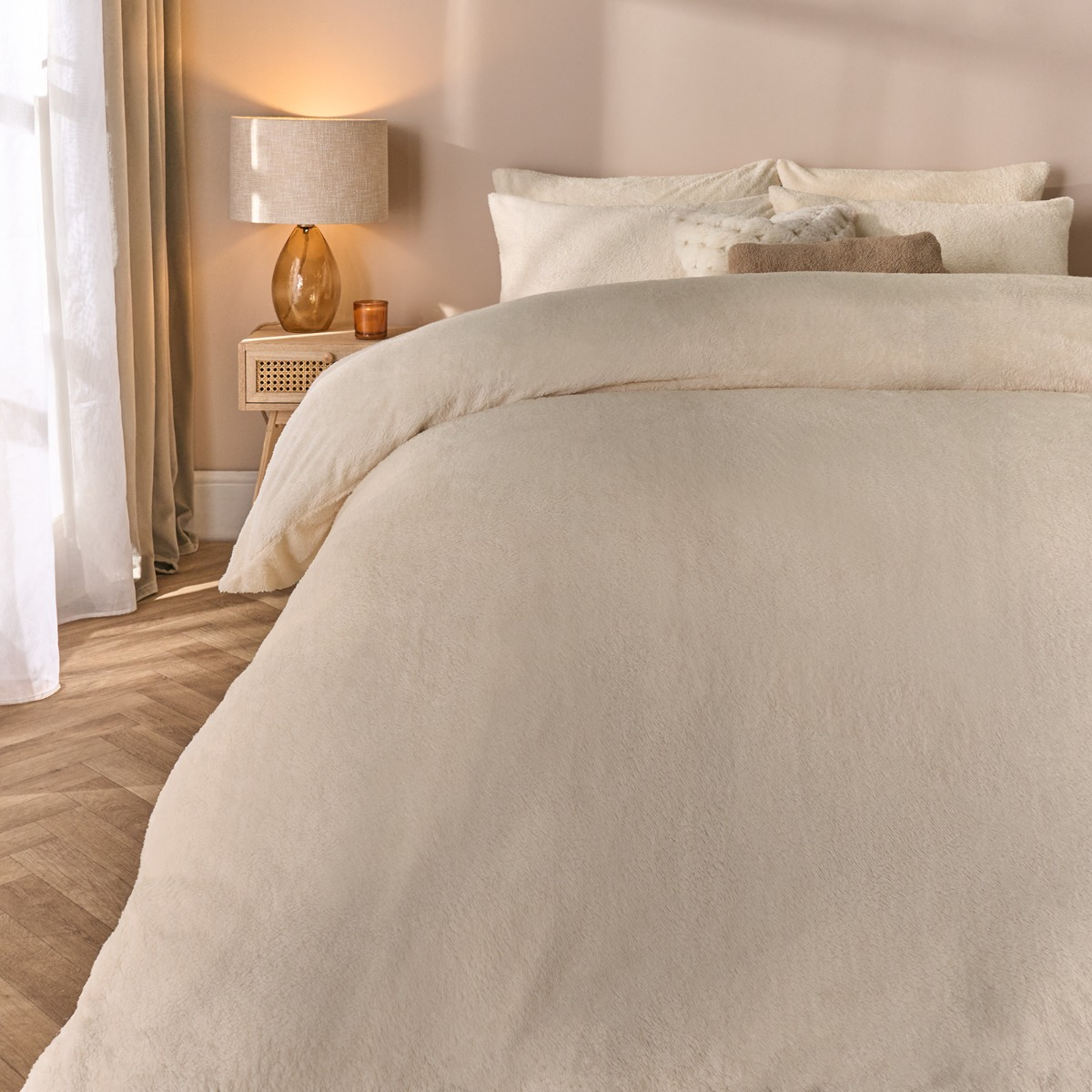Brentfords White Super King Duvet Cover Teddy Fleece,Superking Duvet Cover Winter Bedding Duvet Cover Set with Pillowcases Teddy Bear Fleece Super Soft Duvet Covers