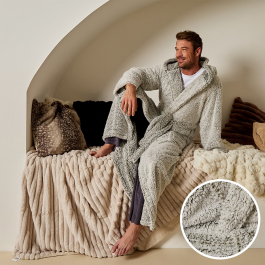 OHS Teddy Marl Dressing Gown Floor Length, Adults - Green