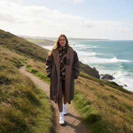 OHS Adults Water Resistant Sherpa Drying Robe, Brown - Small/Medium