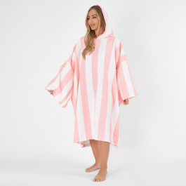 OHS Adult Towel Poncho Stripe Print – Blush Pink