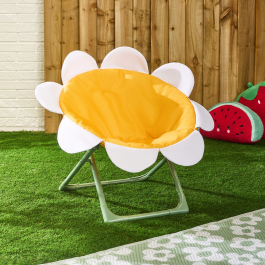 OHS Kids Daisy Foldable Moon Camping Chair - Yellow/White