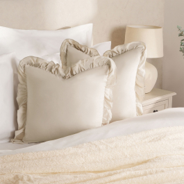OHS Frill Cushion Cover, Beige - 45 x 45cm