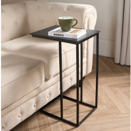 OHS C Shape Side Table - Black Wood