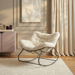 Furpro Rocking Chair OHS Ribbed Faux Fur Rocking Chair - Cream