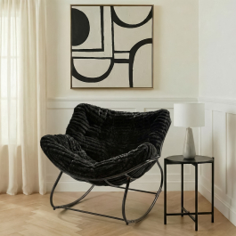 Furpro Rocking Chair OHS Ribbed Faux Fur Rocking Chair - Black