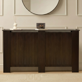 OHS Large Ribbed Radiator Cover - Dark Wood