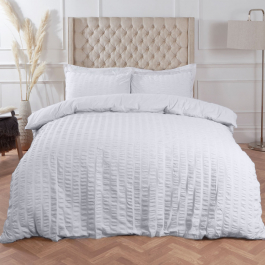 OHS Seersucker Duvet Set - White
