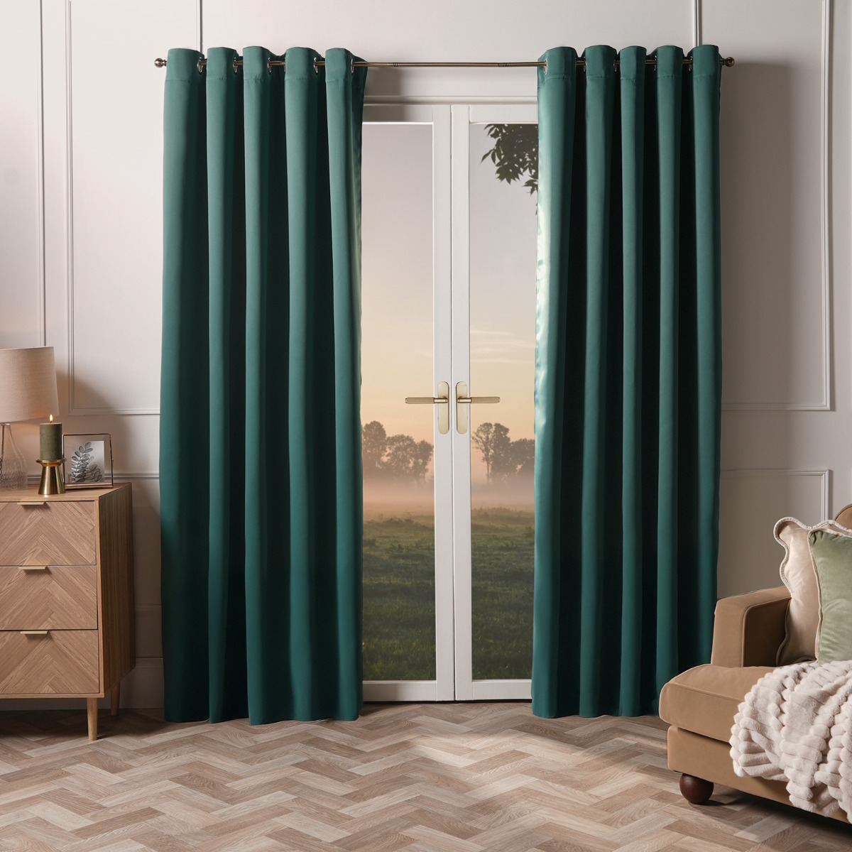 OHS Eyelet Blackout Curtains, Forest Green – 168 x 137cm (66 x 54″)”