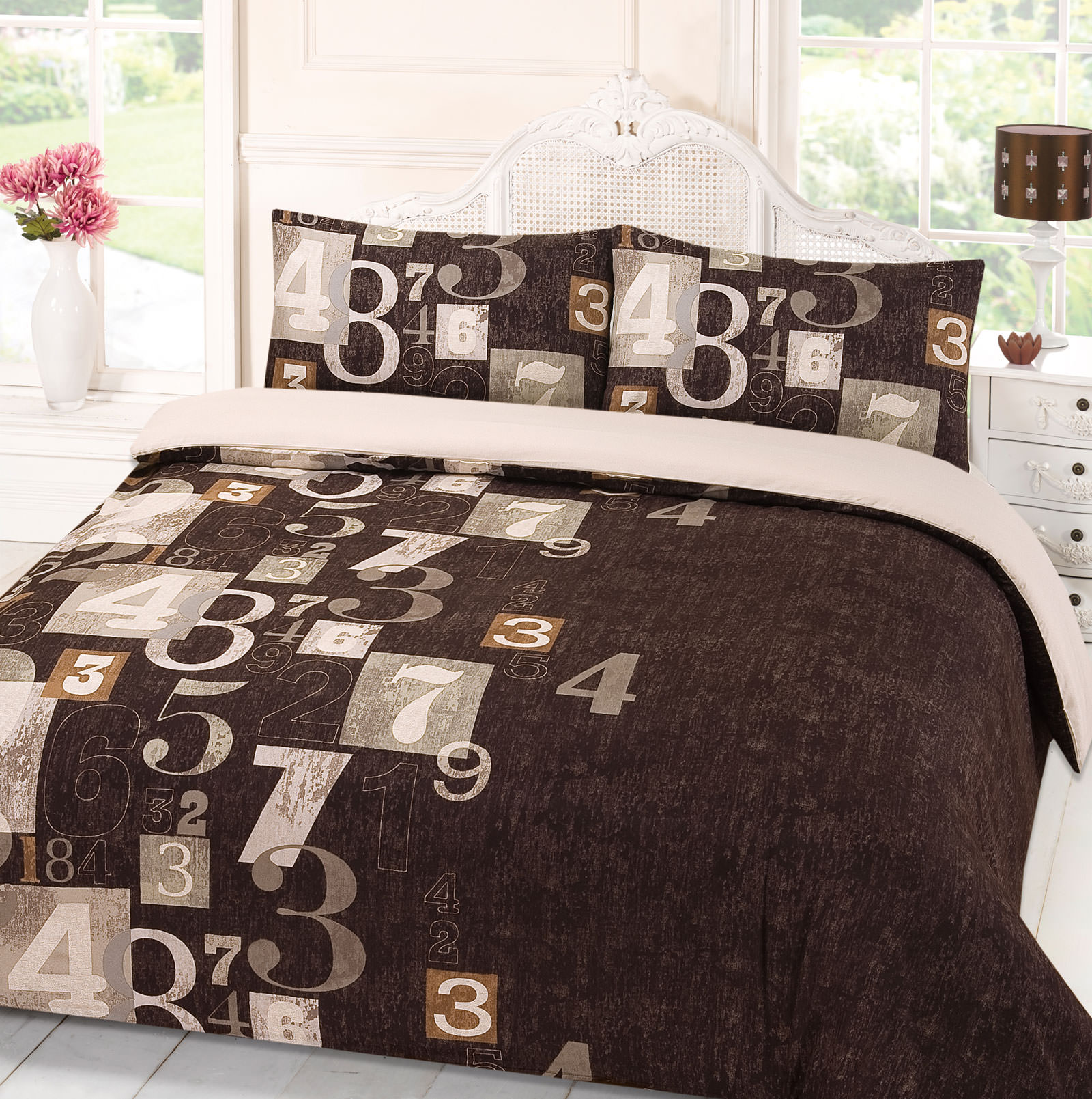 OHS Digit Duvet Cover Set – Brown, Single