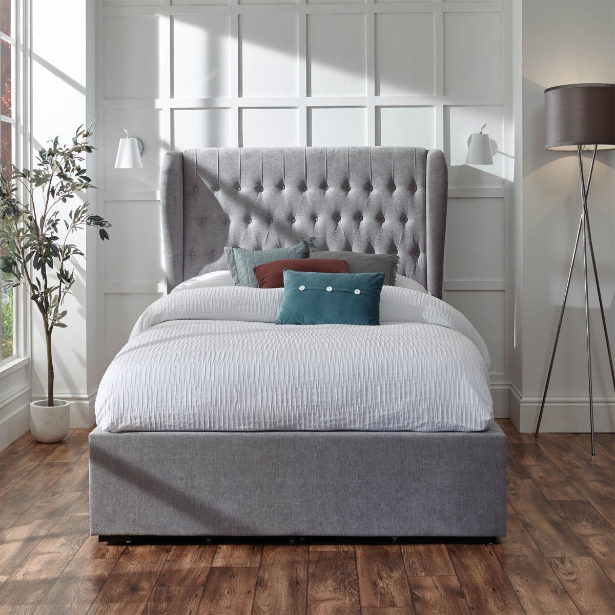 Dakota Ottoman Storage Bed, 4ft 6 Double – Platinum