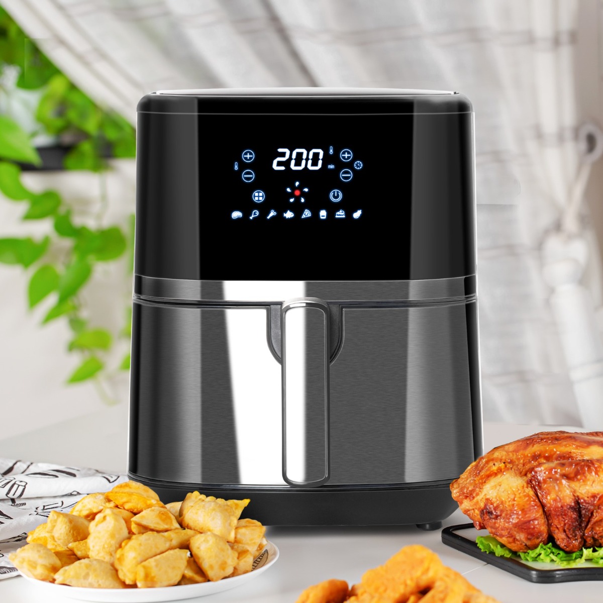 Homcom 4.5L Digital Air Fryer – Black/Silver