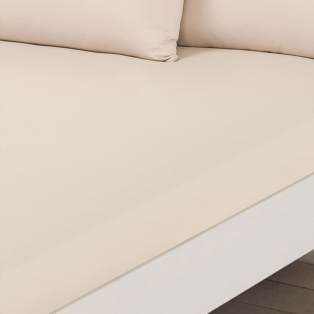 OHS Plain Dyed Bed Sheet Set – Single, Cream