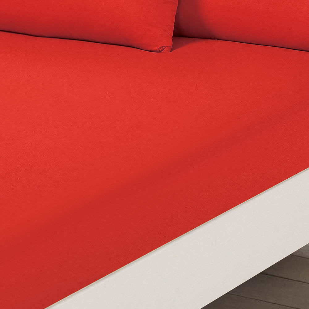 OHS Plain Dyed King Size Fitted Sheet – Red