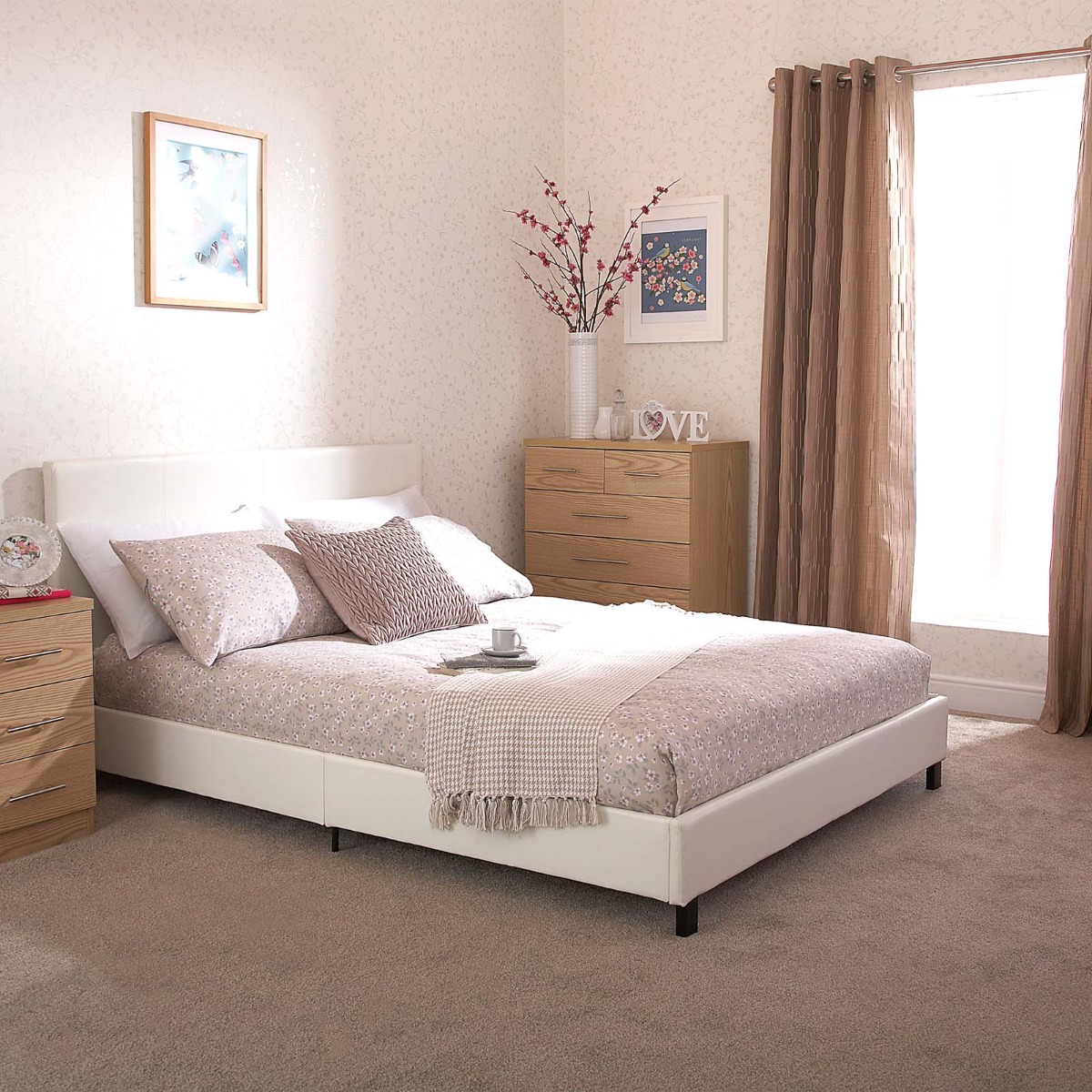 Faux Leather Bed in a Box, 3ft Single – White