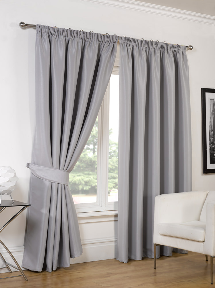 Faux Silk Blackout Curtains – Silver 46×72