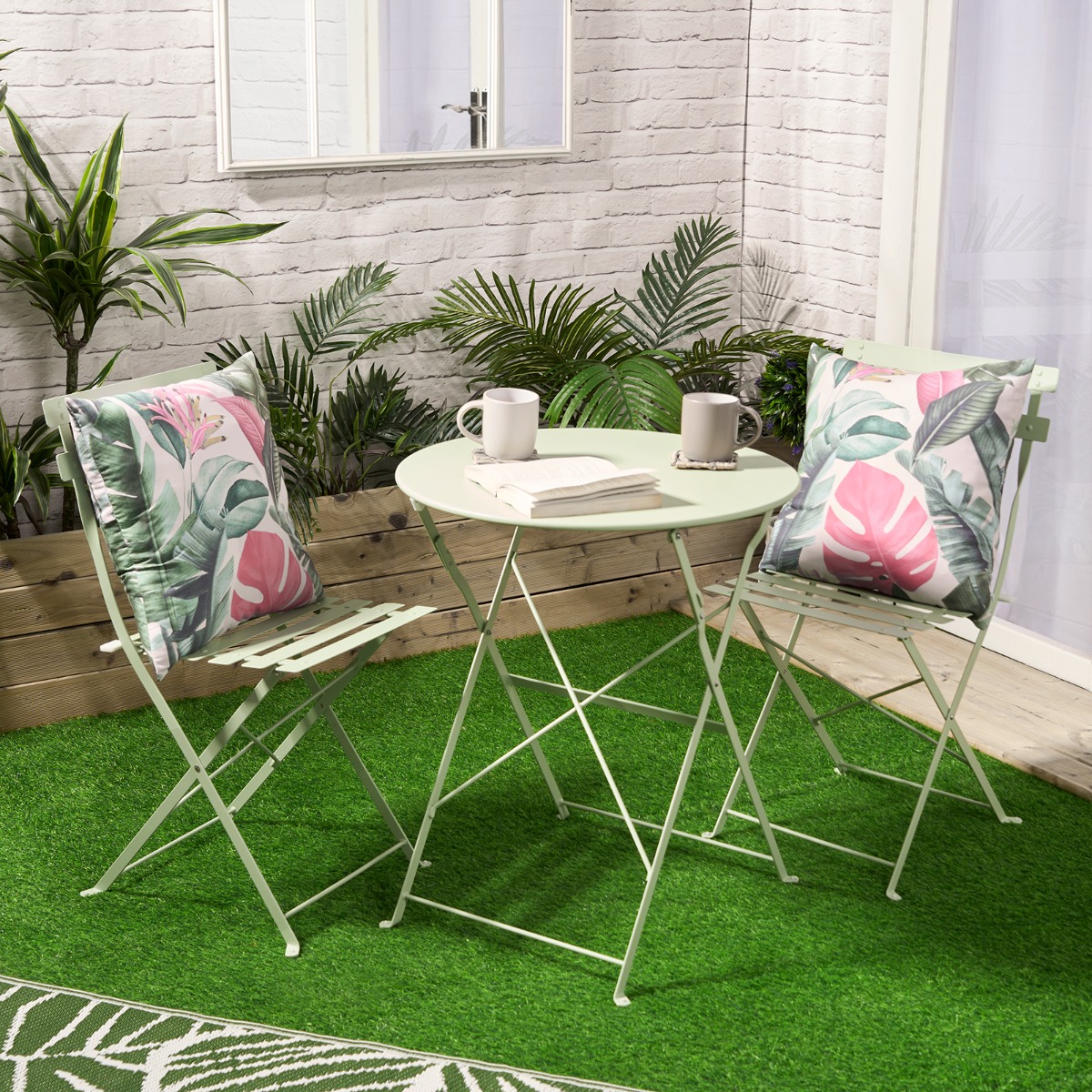 OHS 2 Pack Indoor/Outdoor Tropical Print Cushion Covers – Green