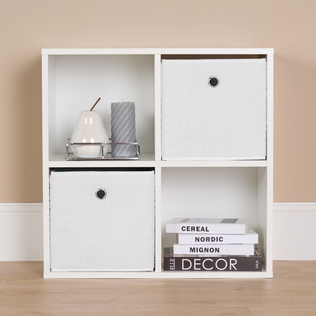 OHS BouclÃ© Cube Storage Boxes, 2 Pack – White