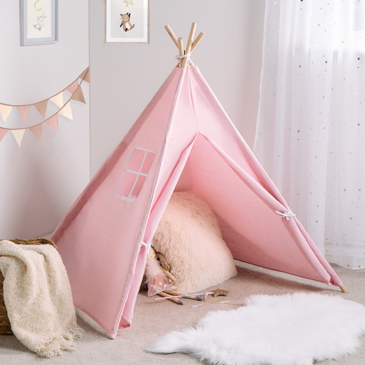 OHS Foldable Kid’s Storage Teepee – Blush