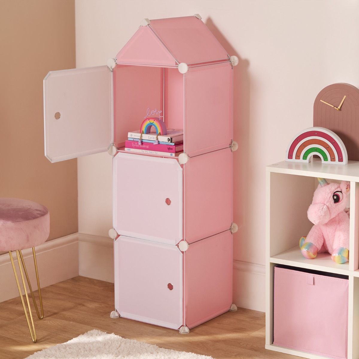 Ohs Kids 3 Cube Castle Storage Tower - Pink