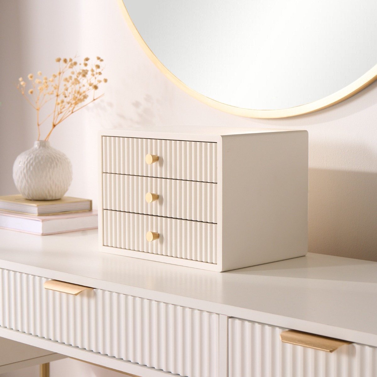 OHS Small Ribbed Desk Drawers – Cream