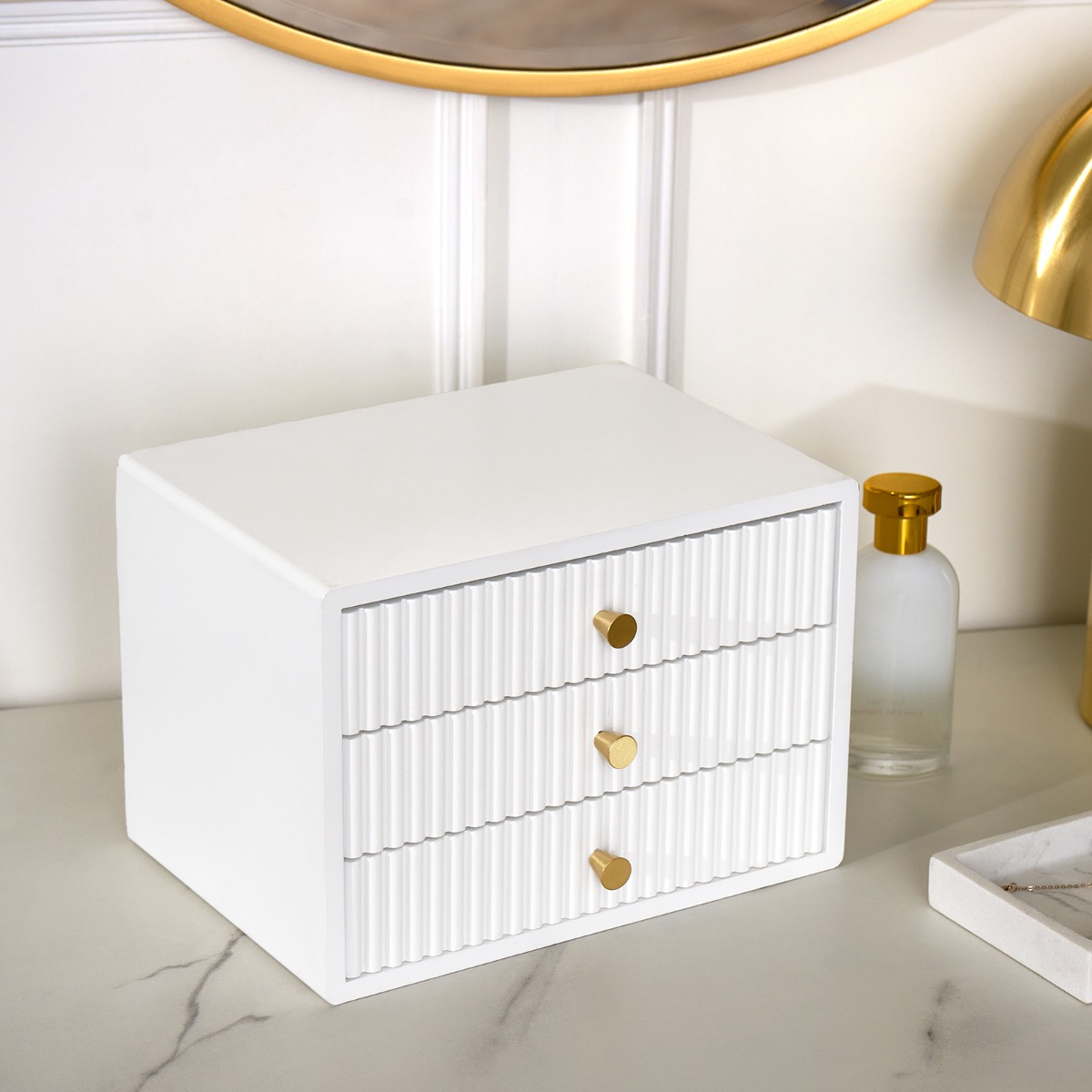 OHS Small Ribbed Desk Drawers – White