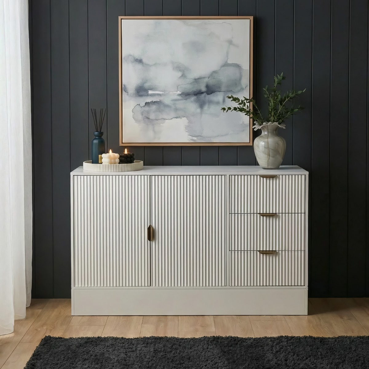 Ohs Solid Ribbed Sideboard - White