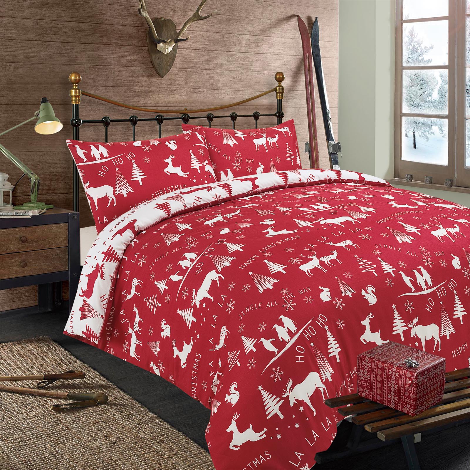 Ho Ho Ho Duvet Double Set – Red