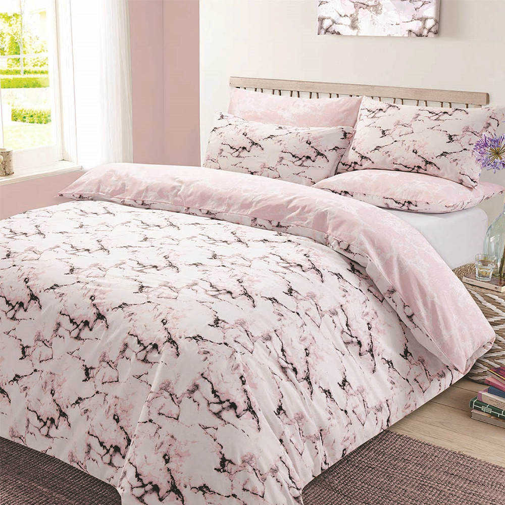 OHS Pink Marble Duvet Cover Set – Single