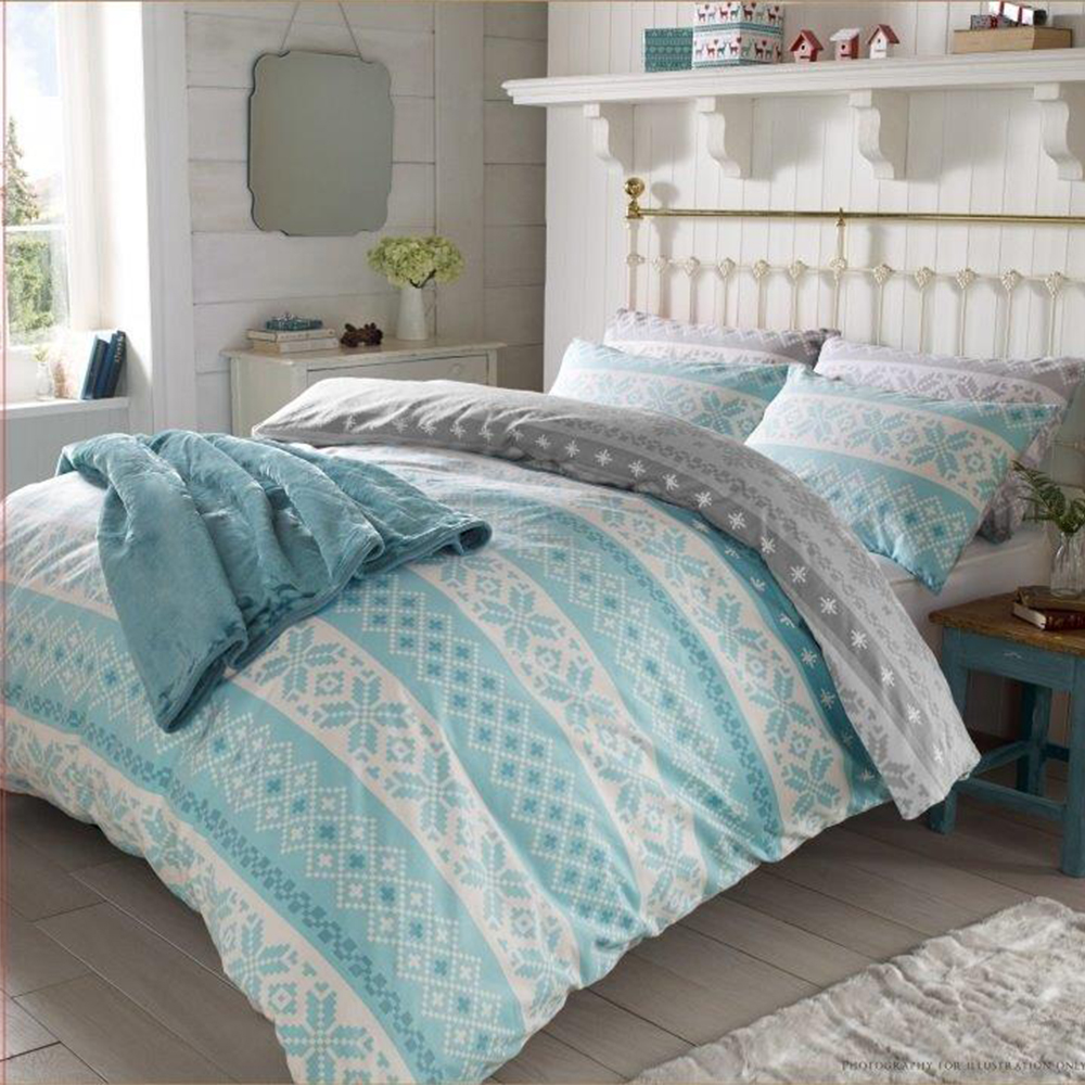 Christmas Nordic Duvet Cover 100% Brushed Cotton Xmas Bedding Set – Double