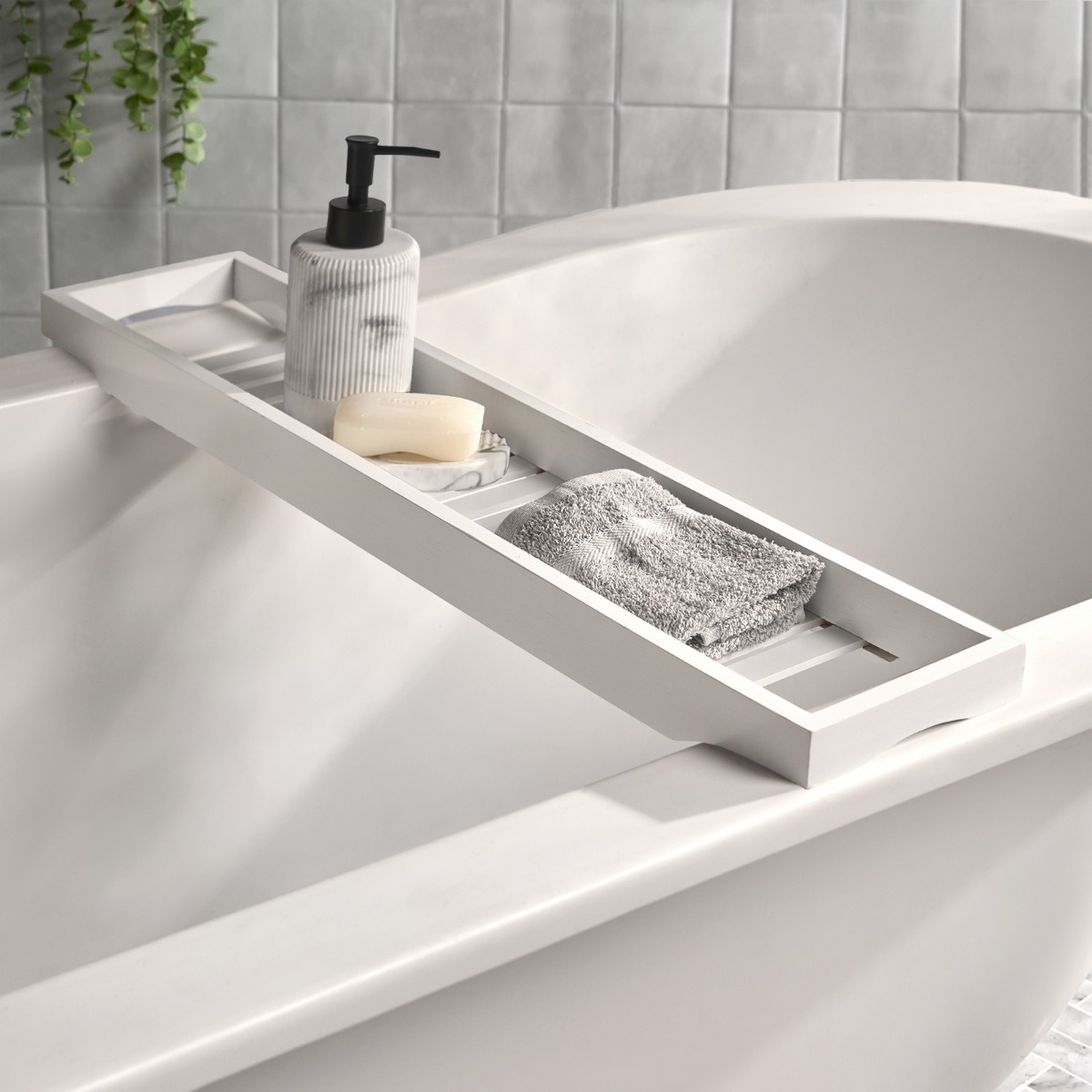 Ohs Wooden Bath Rack - White
